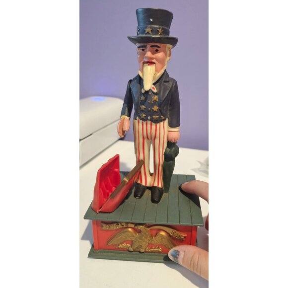 JSNY Uncle Sam Mechanical Coin Bank Vintage 1975 Hong Kong Plastic NO STOPPER - Picture 2 of 10